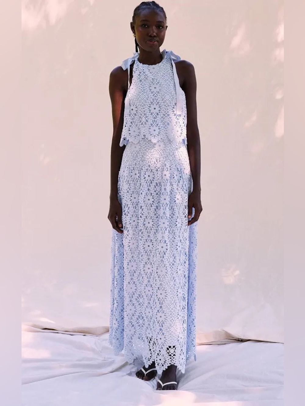 NWT Saylor Dove Floral Crochet Maxi Dress size Small